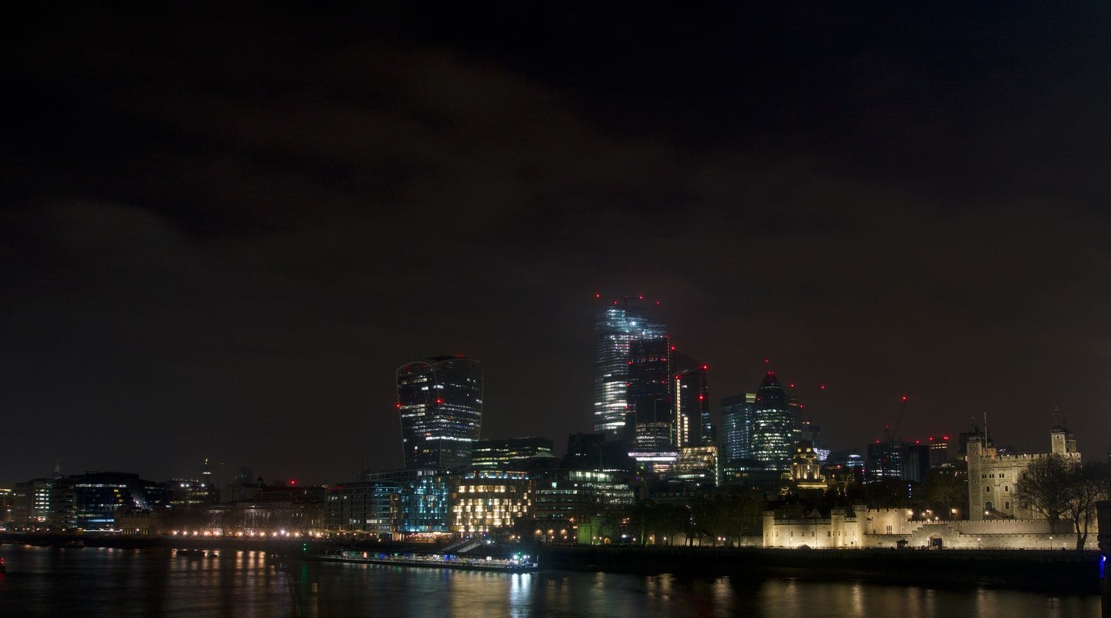 London skyline at night, United Kingdom