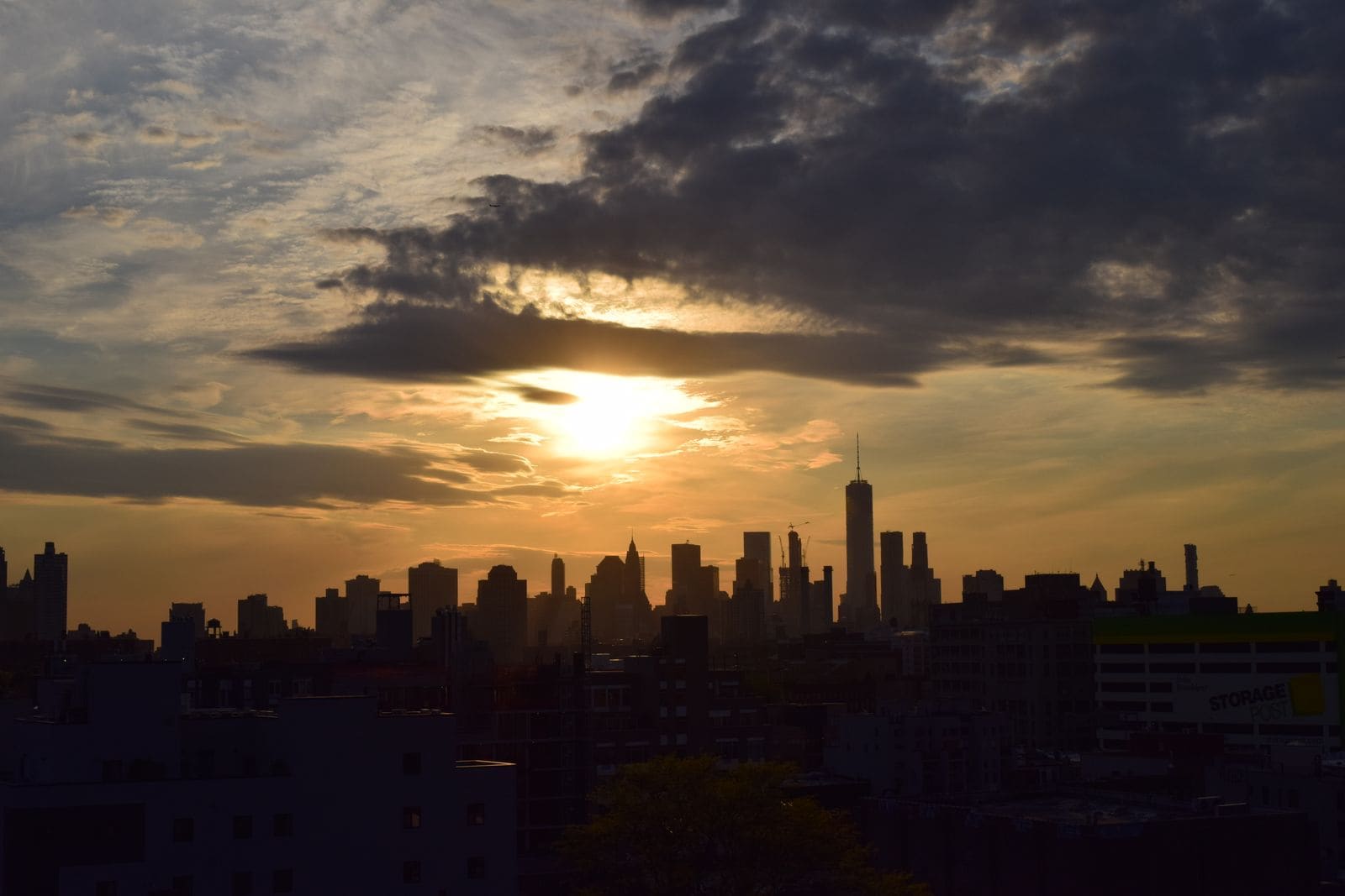 New York City skyline at sunset, USA