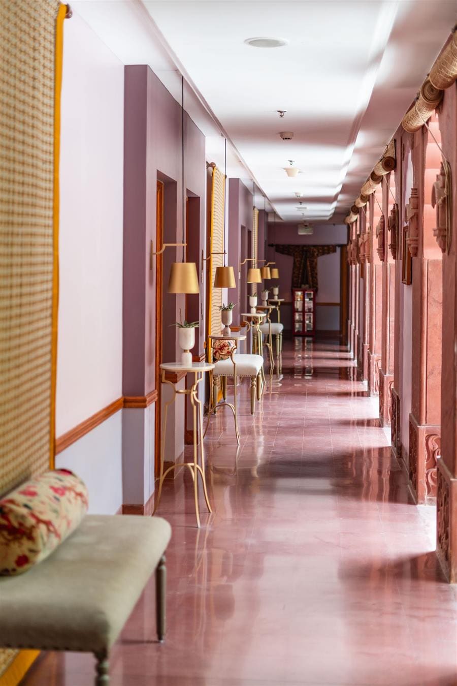 Elegant hotel corridor, representative of our worldwide hotel partners