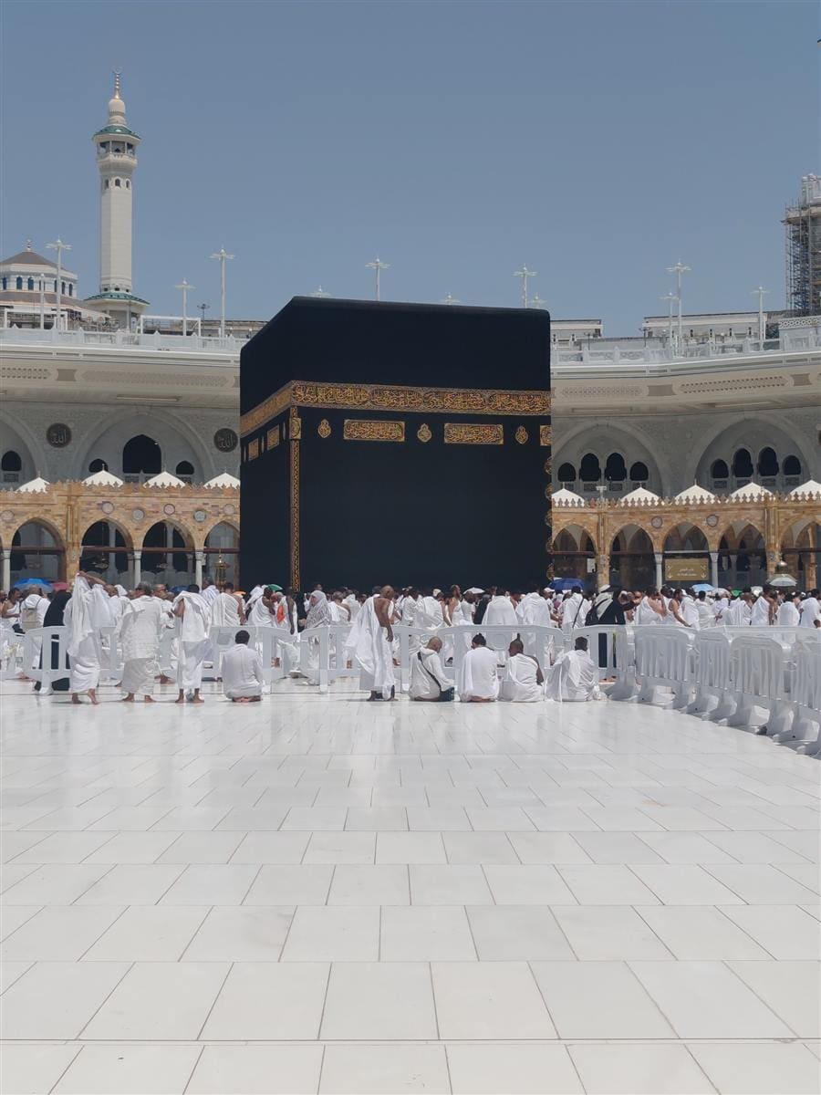 Pilgrims around the Kaaba at Masjid al-Haram